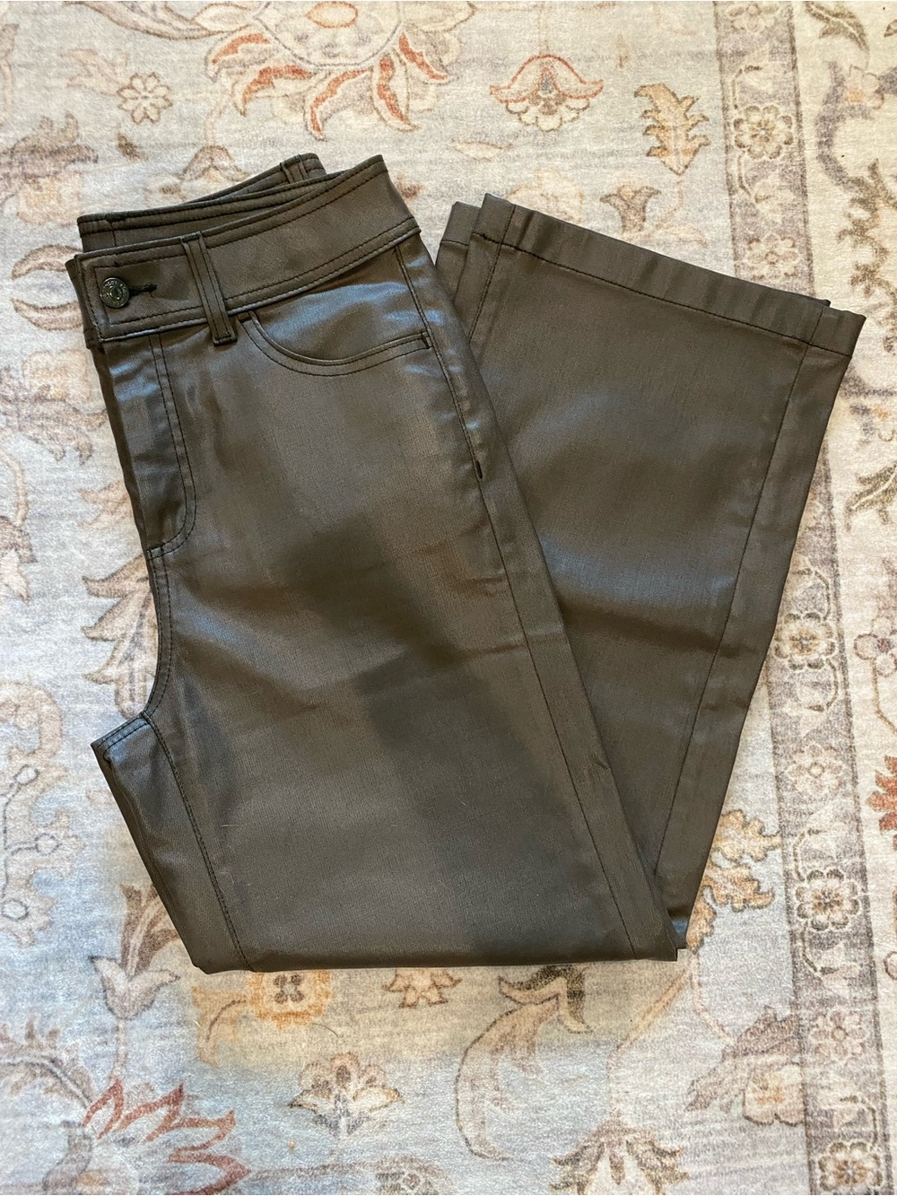 Chico’s Grey Coated Denim Wide Leg Pants